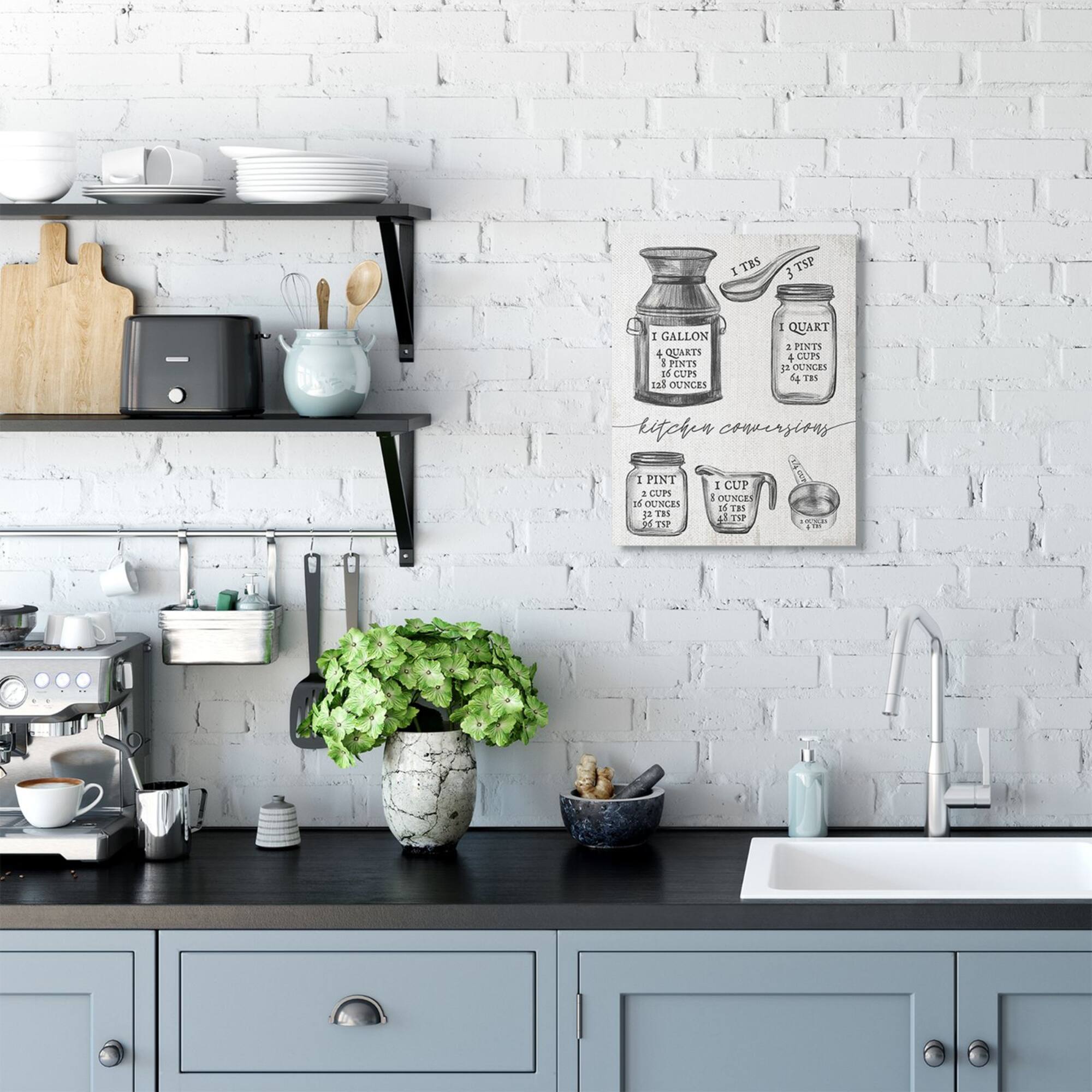 Stupell Industries Kitchen Conversion Chart Neutral Gray Word Canvas Wall Art